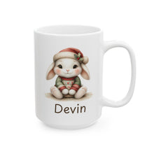 Load image into Gallery viewer, Personalized Christmas Baby Bunny Ceramic Mug