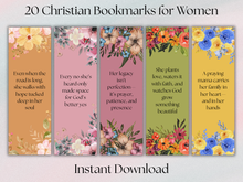 Load image into Gallery viewer, Printable Faith-Based Bookmarks for Women – 20 Uplifting Christian Quotes for Bible Study, Journaling & Encouragement