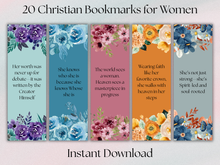 Load image into Gallery viewer, Printable Faith-Based Bookmarks for Women – 20 Uplifting Christian Quotes for Bible Study, Journaling & Encouragement