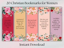 Load image into Gallery viewer, Printable Faith-Based Bookmarks for Women – 20 Uplifting Christian Quotes for Bible Study, Journaling & Encouragement