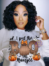 Load image into Gallery viewer, Put The Boo in Boujee T-Shirt | Funny Halloween Graphic Tee | Spooky Season Shirt