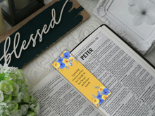 Load image into Gallery viewer, Minimalist printable Christian bookmarks for women displayed on a lavender background. Each bookmark features original uplifting quotes in elegant script, perfect for Bible study, prayer journaling, and faith-based encouragement. Digital download, ready to print at home.