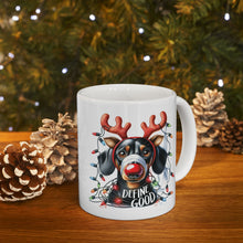 Load image into Gallery viewer, Holiday Wiener Dog Ceramic Mug — Cute Dachshund Christmas Coffee Cup (11oz/15oz)