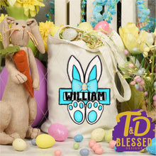 Load image into Gallery viewer, Personalized Easter Bunny Name Plate Tote Bag