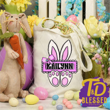 Load image into Gallery viewer, Personalized Easter Bunny Name Plate Tote Bag