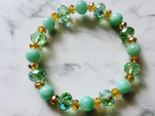Load image into Gallery viewer, Handcrafted Beaded Bracelets – Green & Gold – Stackable Set