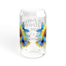 Load image into Gallery viewer, 🦋 Clear Glass Can with Butterflies and Sunflowers – Inspirational Quote: &quot;Bloom Where You Are Planted&quot;
