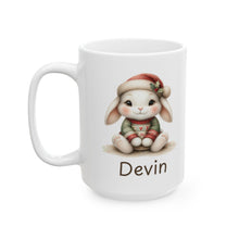 Load image into Gallery viewer, Personalized Christmas Baby Bunny Ceramic Mug
