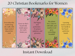 Printable Faith-Based Bookmarks for Women – 20 Uplifting Christian Quotes for Bible Study, Journaling & Encouragement
