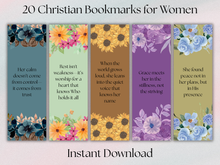 Load image into Gallery viewer, Printable Faith-Based Bookmarks for Women – 20 Uplifting Christian Quotes for Bible Study, Journaling &amp; Encouragement
