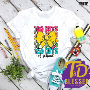 100 Days of School Stacked Word Art Pencil Bow
