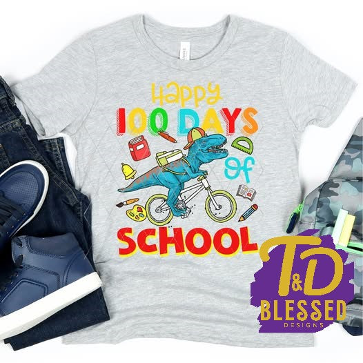 Happy 100 Days of School Dinosaur and Bicycle (Youth)