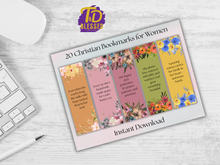 Load image into Gallery viewer, Printable Faith-Based Bookmarks for Women – 20 Uplifting Christian Quotes for Bible Study, Journaling &amp; Encouragement
