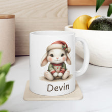 Load image into Gallery viewer, Personalized Christmas Baby Bunny Ceramic Mug
