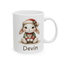 Load image into Gallery viewer, Personalized Christmas Baby Bunny Ceramic Mug
