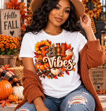 Load image into Gallery viewer, Fall Vibes T-Shirt – Pumpkin &amp; Sunflower Autumn Graphic Tee

