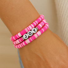 Load image into Gallery viewer, ✝️ Faith &amp; Joy Clay Bead Bracelet – Personalized or No Word
