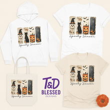 Load image into Gallery viewer, Spooky Season Halloween Hoodie – Cute Ghost, Black Cat, Pumpkin &amp; Fall Vibes | Cozy Fall Sweatshirt for Women
