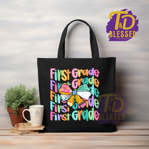 🎒 Colorful Grade Level Teacher Tote Bags | Pre-K to 4th Grade Collection