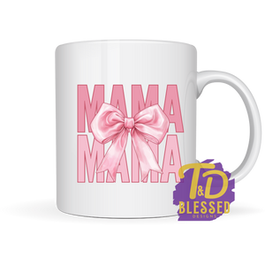 MAMA mug with pink bow