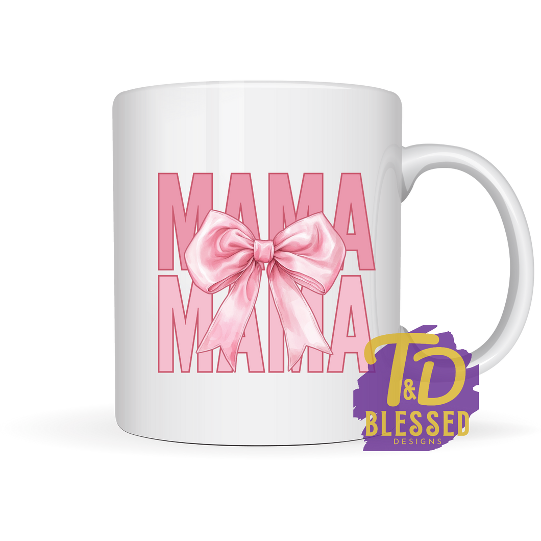MAMA mug with pink bow