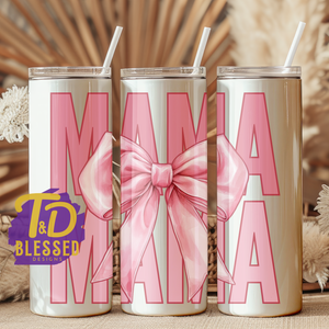 MAMA Tumbler with pink bow