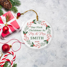 Load image into Gallery viewer, Our First Christmas as Mr &amp; Mrs Ornament,
