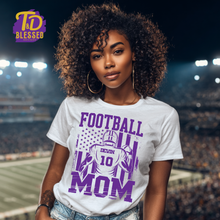 Load image into Gallery viewer, Personalized Football Mom Shirt | Custom Player Name &amp; Number Tee | School Colors Football Mom T-Shirt | Game Day Spirit Wear
